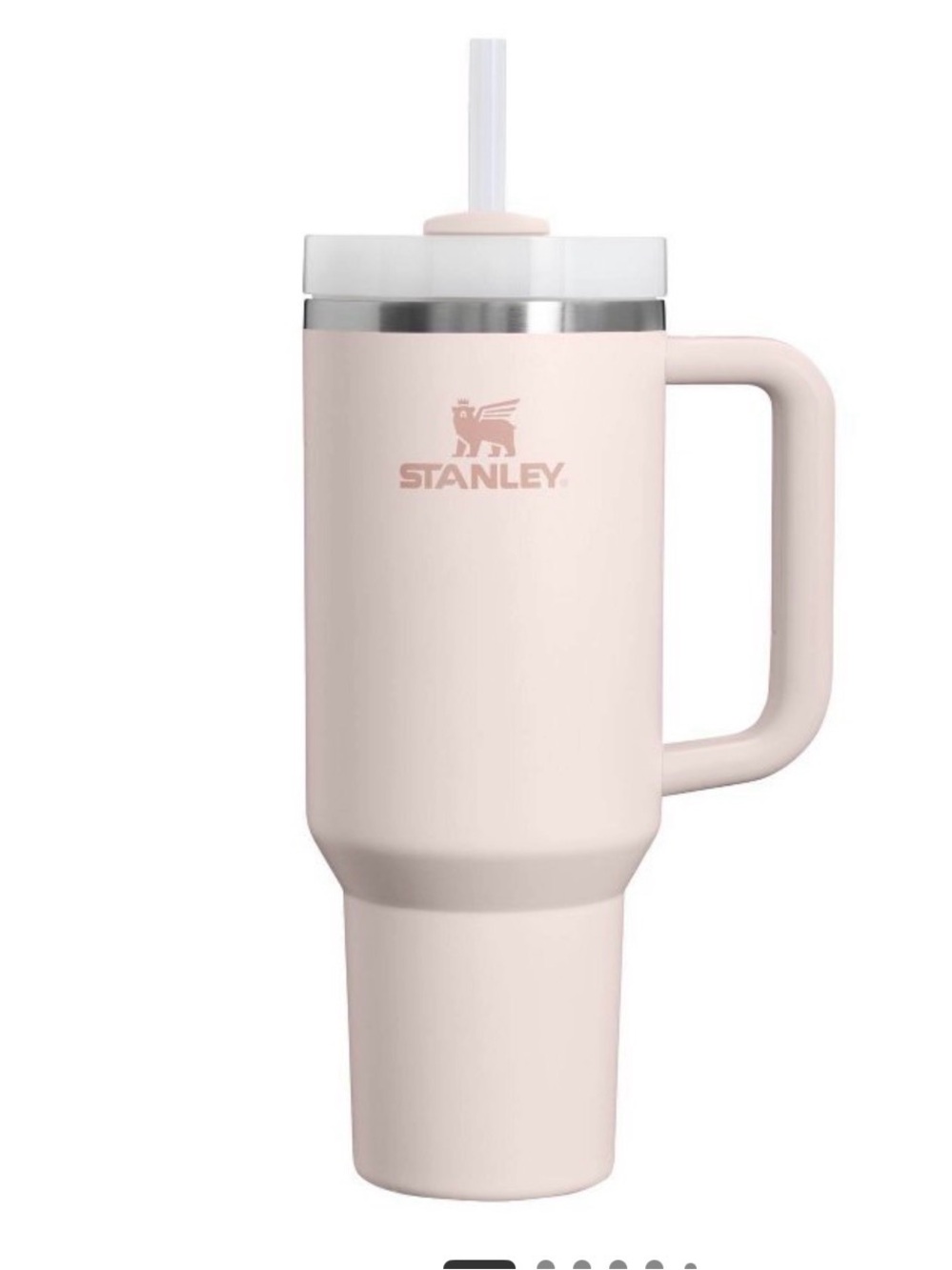 Stanley Powder Pink Rose Quartz Travel Mug with Handle and Straw 40